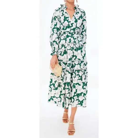 hyacinth house green dress Green Multi Begonia Floral Sallie Midi Dress main image 0